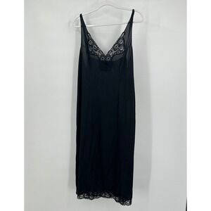 Vintage Bali Womens Black Slip Dress Size 42 Lace Trim Whimsigoth Fairygrunge